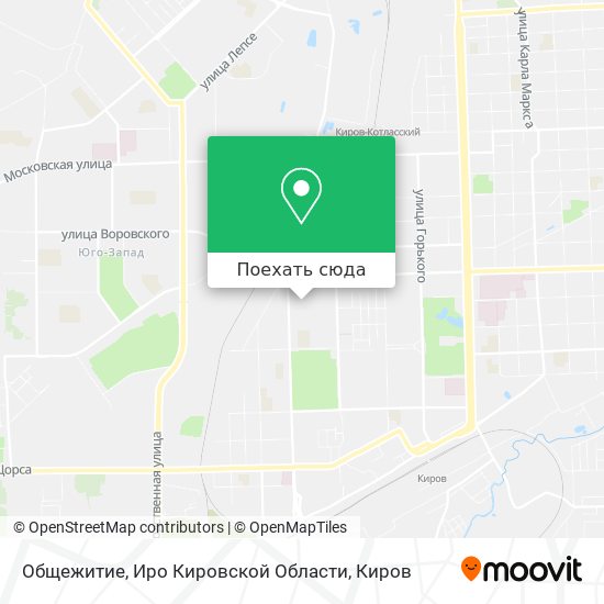 Карта Общежитие, Иро Кировской Области