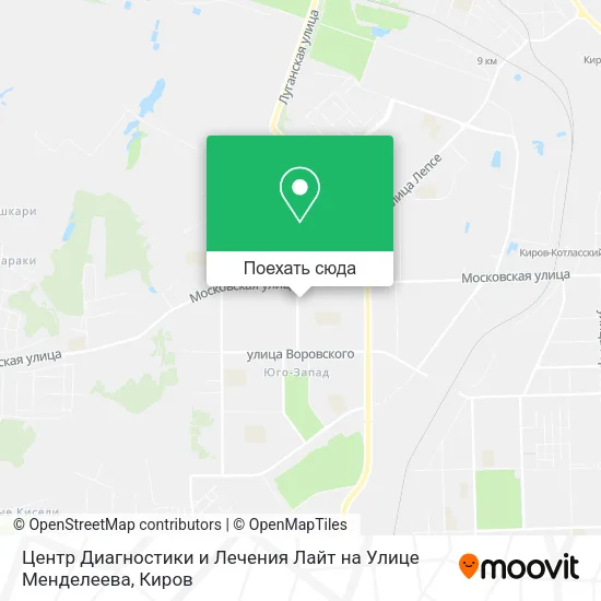 Карта Центр Диагностики и Лечения Лайт на Улице Менделеева