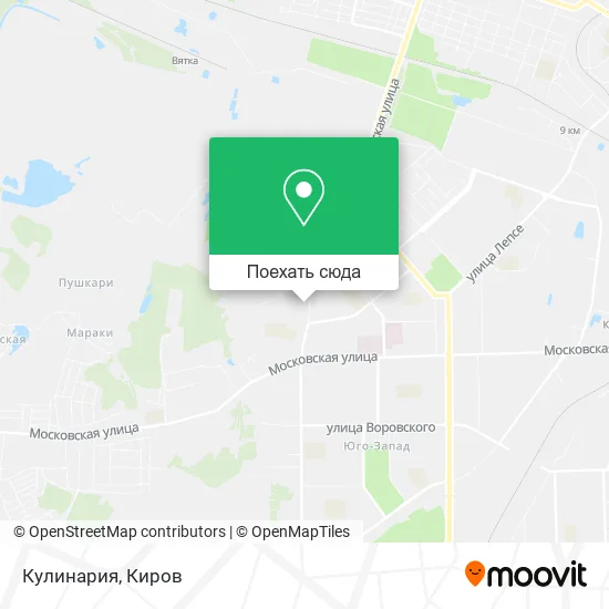 Карта Кулинария