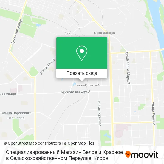 Карта Специализированный Магазин Белое и Красное в Сельскохозяйственном Переулке