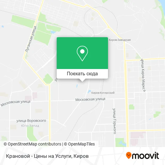 Карта Крановой - Цены на Услуги