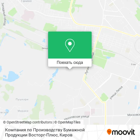 Карта Компания по Производству Бумажной Продукции Восторг-Плюс