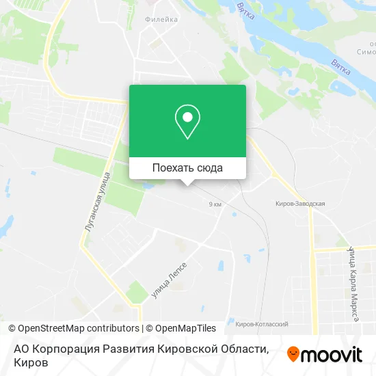 Карта АО Корпорация Развития Кировской Области