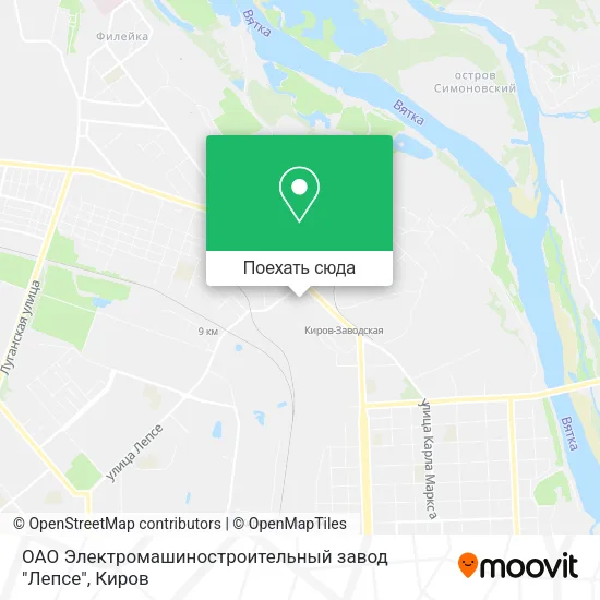 Карта ОАО Электромашиностроительный завод "Лепсе"