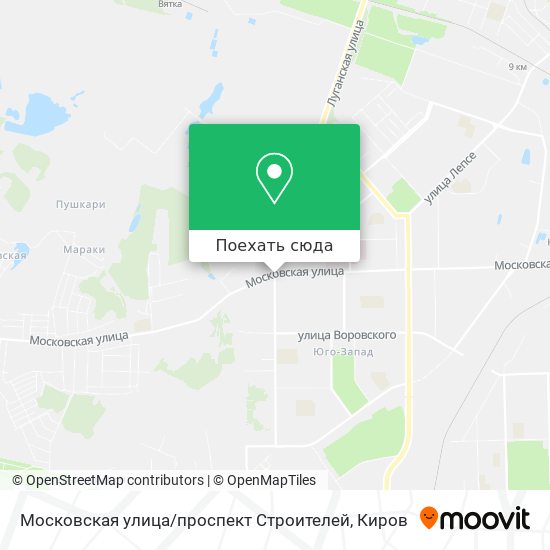 Карта Московская улица / проспект Строителей