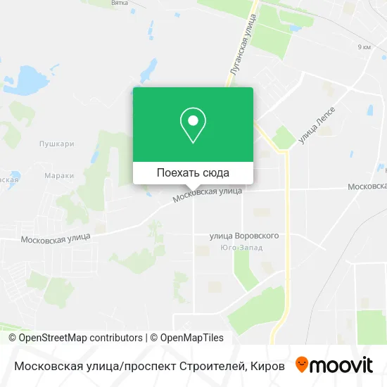 Карта Московская улица / проспект Строителей