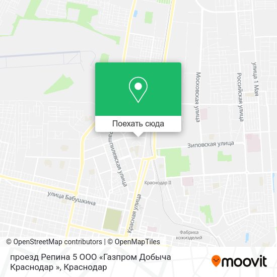 Карта проезд Репина 5 ООО «Газпром Добыча Краснодар »