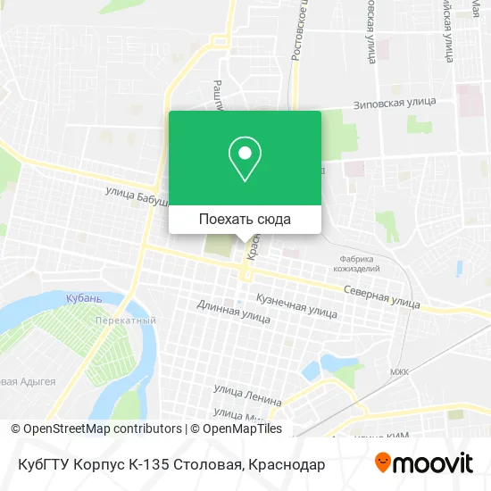 Карта КубГТУ  Корпус К-135 Столовая