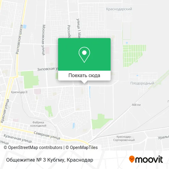 Карта Общежитие № 3 Кубгму