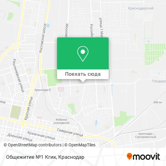 Карта Общежитие №1 Кгик