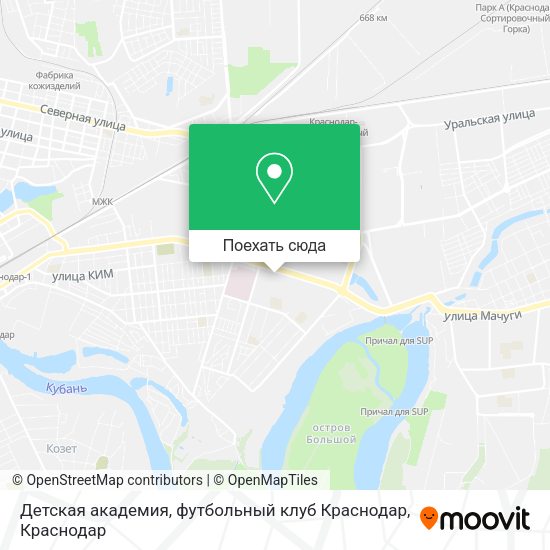 Карта Детская академия, футбольный клуб Краснодар