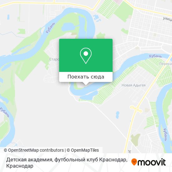 Карта Детская академия, футбольный клуб Краснодар