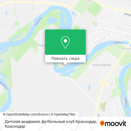 Карта Детская академия, футбольный клуб Краснодар