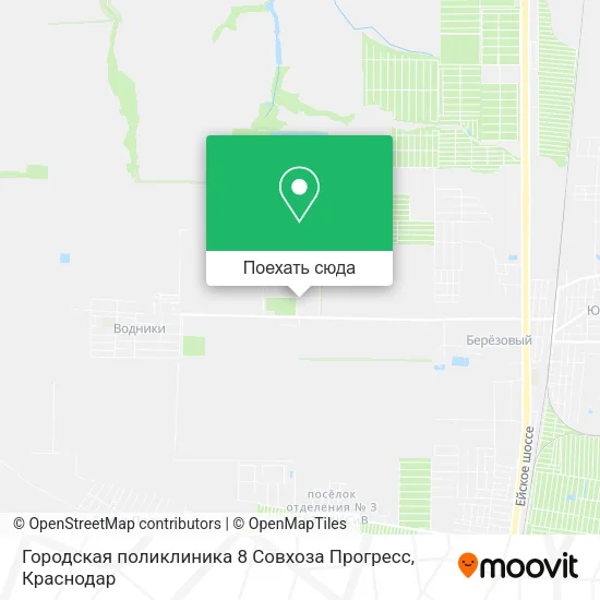 Карта Городская поликлиника 8 Совхоза Прогресс