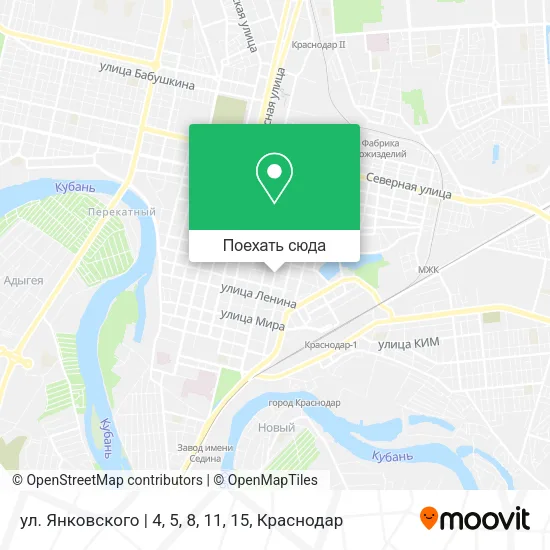 Карта ул. Янковского | 4, 5, 8, 11, 15
