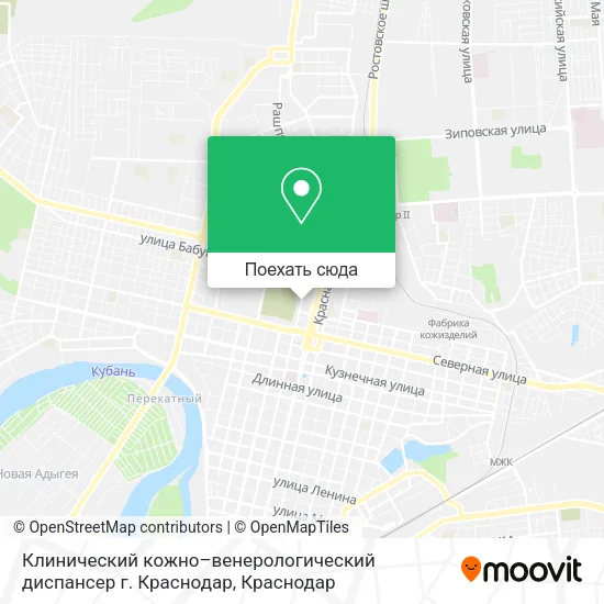 Карта Клинический кожно–венерологический диспансер г. Краснодар