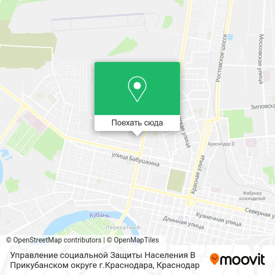Карта Управление социальной Защиты Населения В Прикубанском округе г.Краснодара
