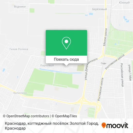 Карта Краснодар, коттеджный посёлок Золотой Город