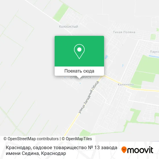 Карта Краснодар, садовое товарищество № 13 завода имени Седина