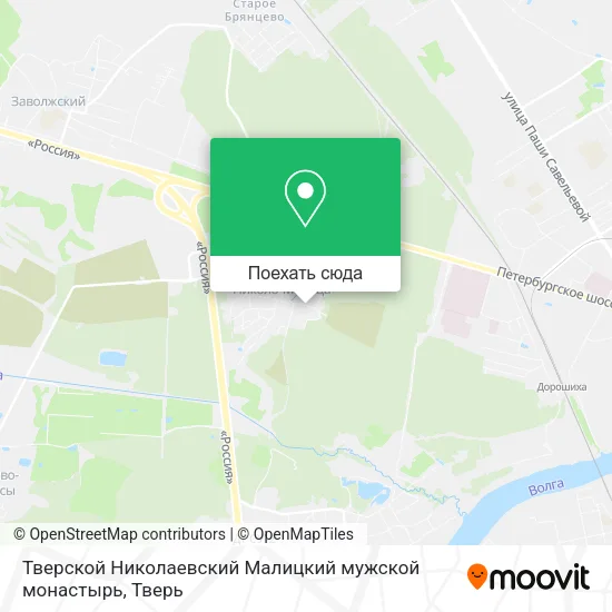 Карта Тверской Николаевский Малицкий мужской монастырь