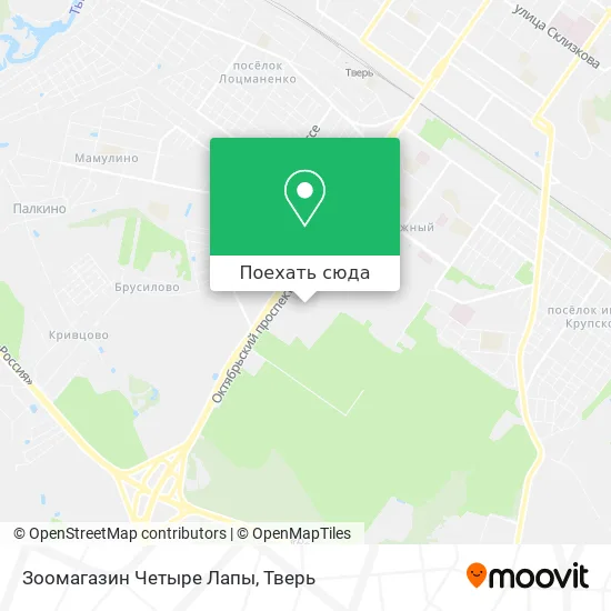 Карта Зоомагазин  Четыре Лапы