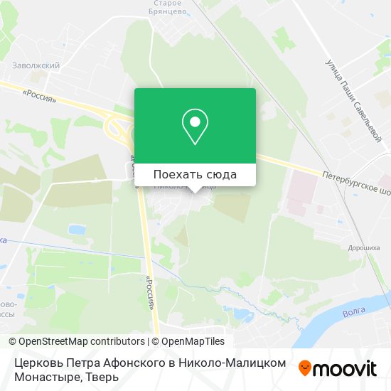 Карта Церковь Петра Афонского в Николо-Малицком Монастыре