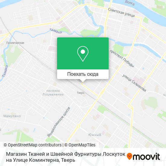 Карта Магазин Тканей и Швейной Фурнитуры Лоскуток на Улице Коминтерна