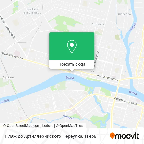 Карта Пляж до Артиллерийского Переулка