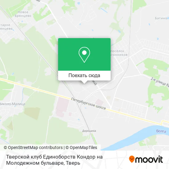 Карта Тверской клуб Единоборств Кондор на Молодежном бульваре