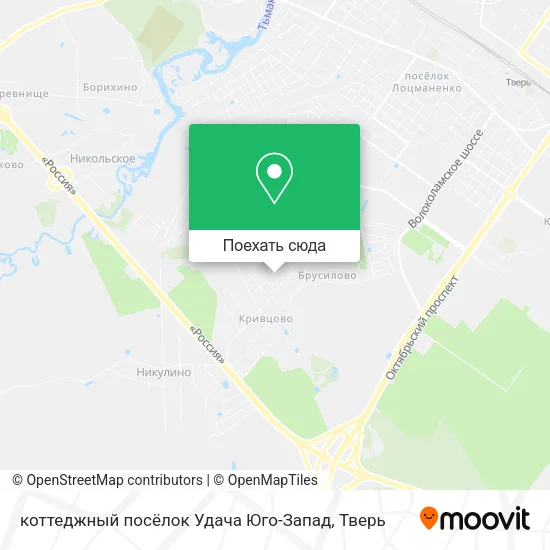 Карта коттеджный посёлок Удача Юго-Запад