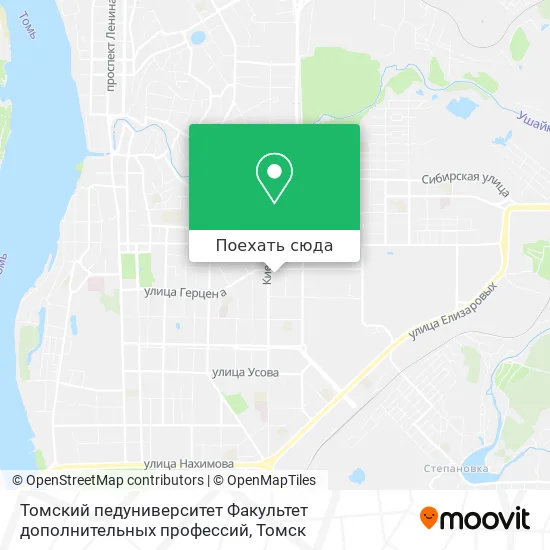 Карта Томский педуниверситет Факультет дополнительных профессий
