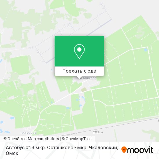 Карта Автобус  #13 мкр. Осташково - мкр. Чкаловский