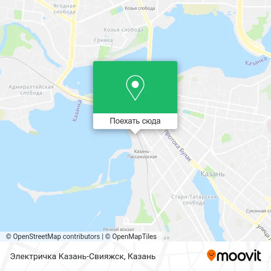 Карта Электричка Казань-Свияжск