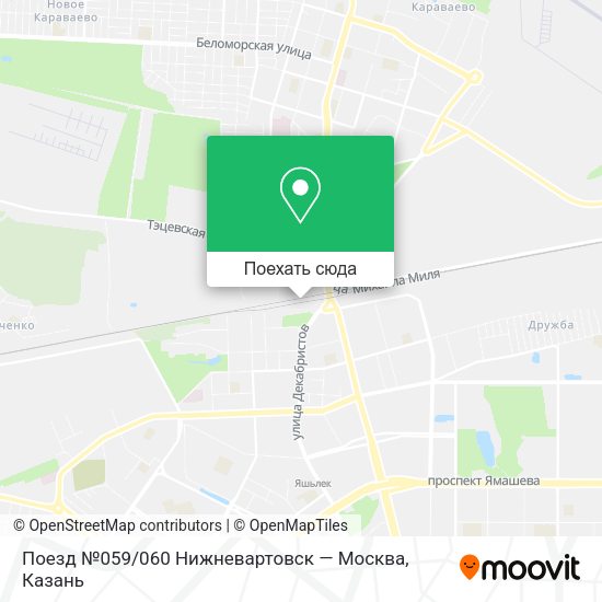 Карта Поезд №059 / 060 Нижневартовск — Москва