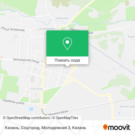 Карта Казань, Соцгород, Молодежная 3
