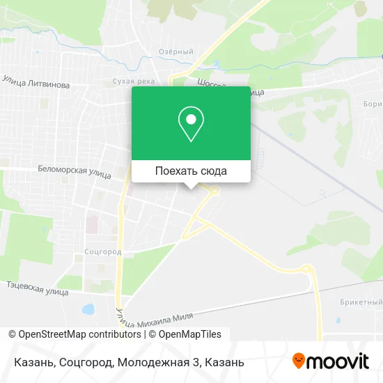 Карта Казань, Соцгород, Молодежная 3