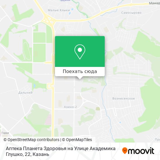 Карта Аптека Планета Здоровья на Улице Академика Глушко, 22