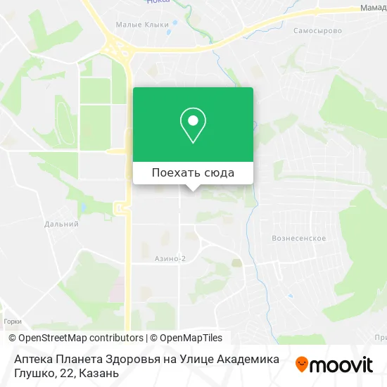 Карта Аптека Планета Здоровья на Улице Академика Глушко, 22