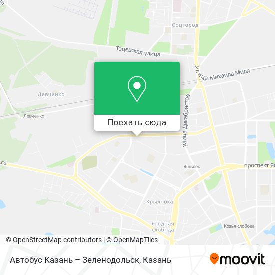 Карта Автобус Казань – Зеленодольск