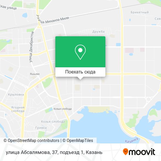 Карта улица Абсалямова, 37, подъезд 1
