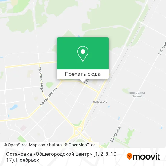 Карта Остановка «Общегородской центр» (1, 2, 8, 10, 17)