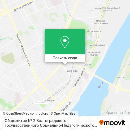 Карта Общежитие № 2 Волгоградского Государственного Социально-Педагогического Университета