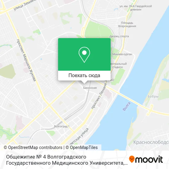 Карта Общежитие № 4 Волгоградского Государственного Медицинского Университета