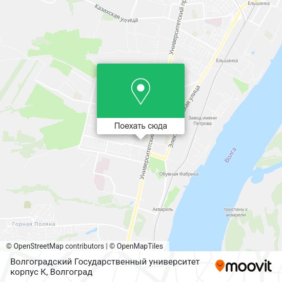 Карта Волгоградский Государственный университет корпус К
