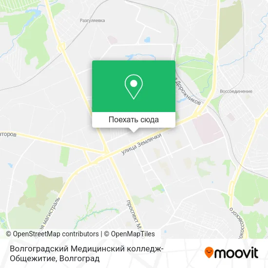 Карта Волгоградский Медицинский колледж-Общежитие