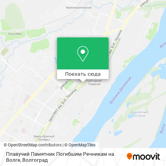 Карта Плавучий Памятник Погибшим Речникам на Волге