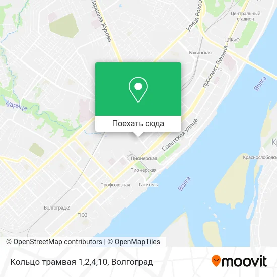 Карта Кольцо трамвая 1,2,4,10