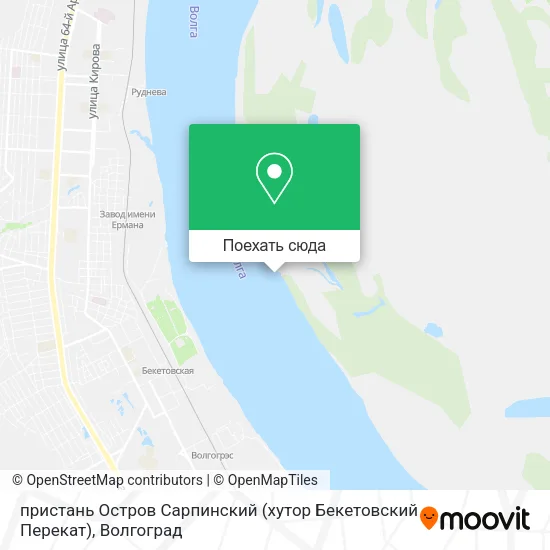 Карта пристань Остров Сарпинский (хутор Бекетовский Перекат)