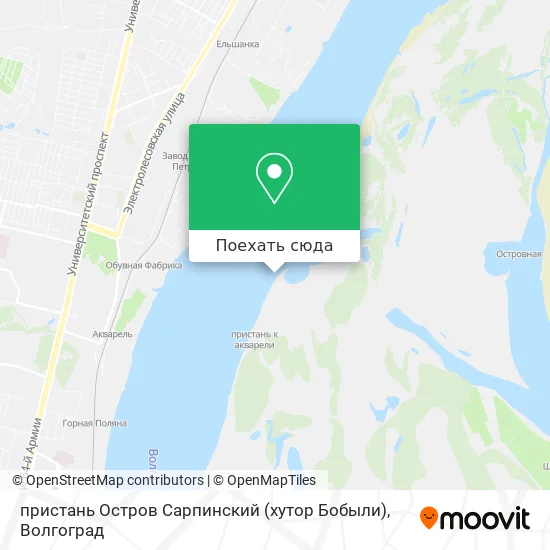 Карта пристань Остров Сарпинский (хутор Бобыли)