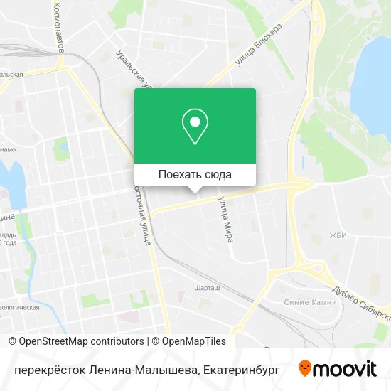 Карта перекрёсток Ленина-Малышева